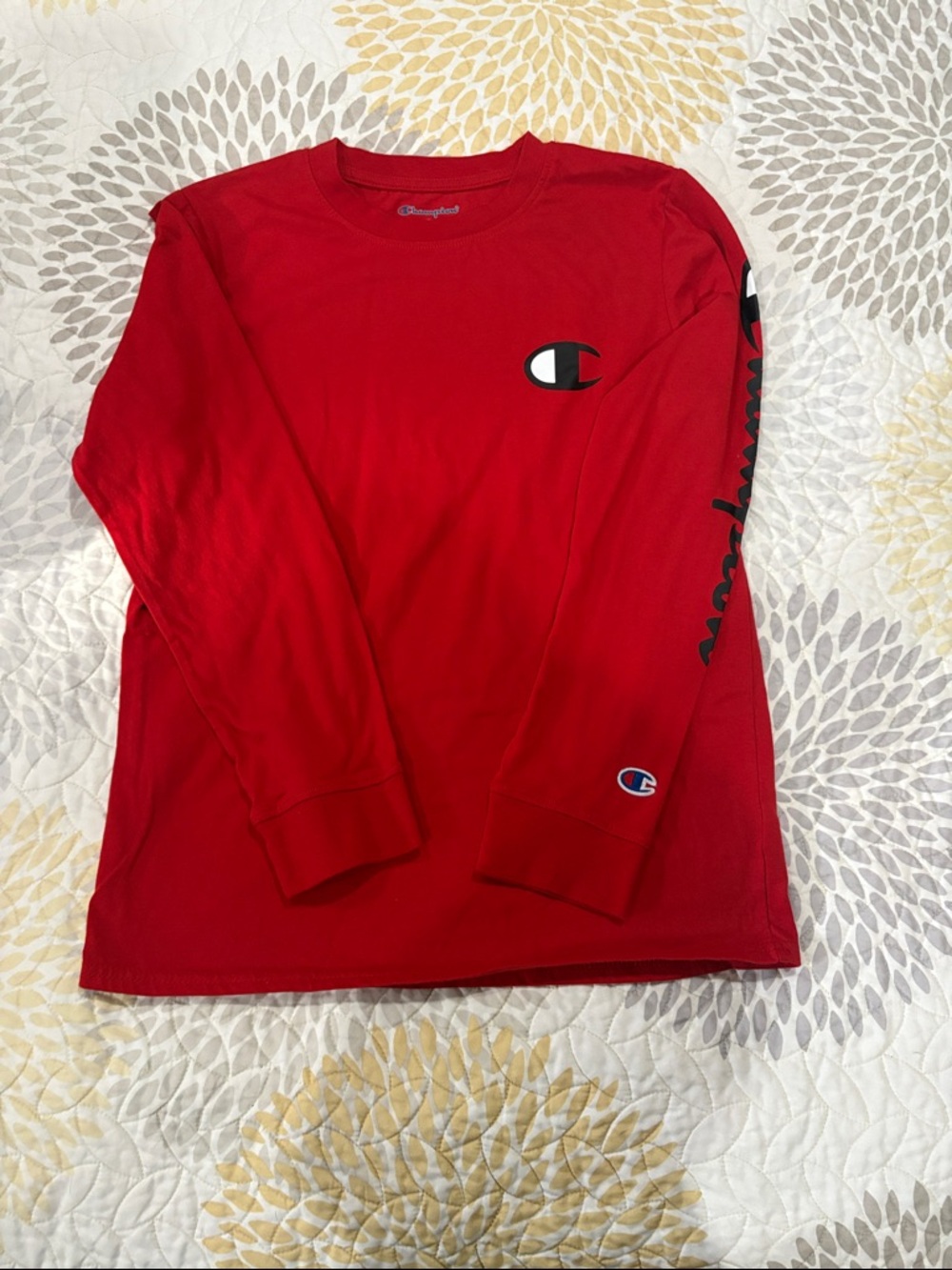 Champion Red Long-Sleeve Logo Tee for Kids